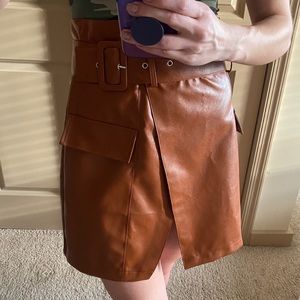 Leather mini skirt